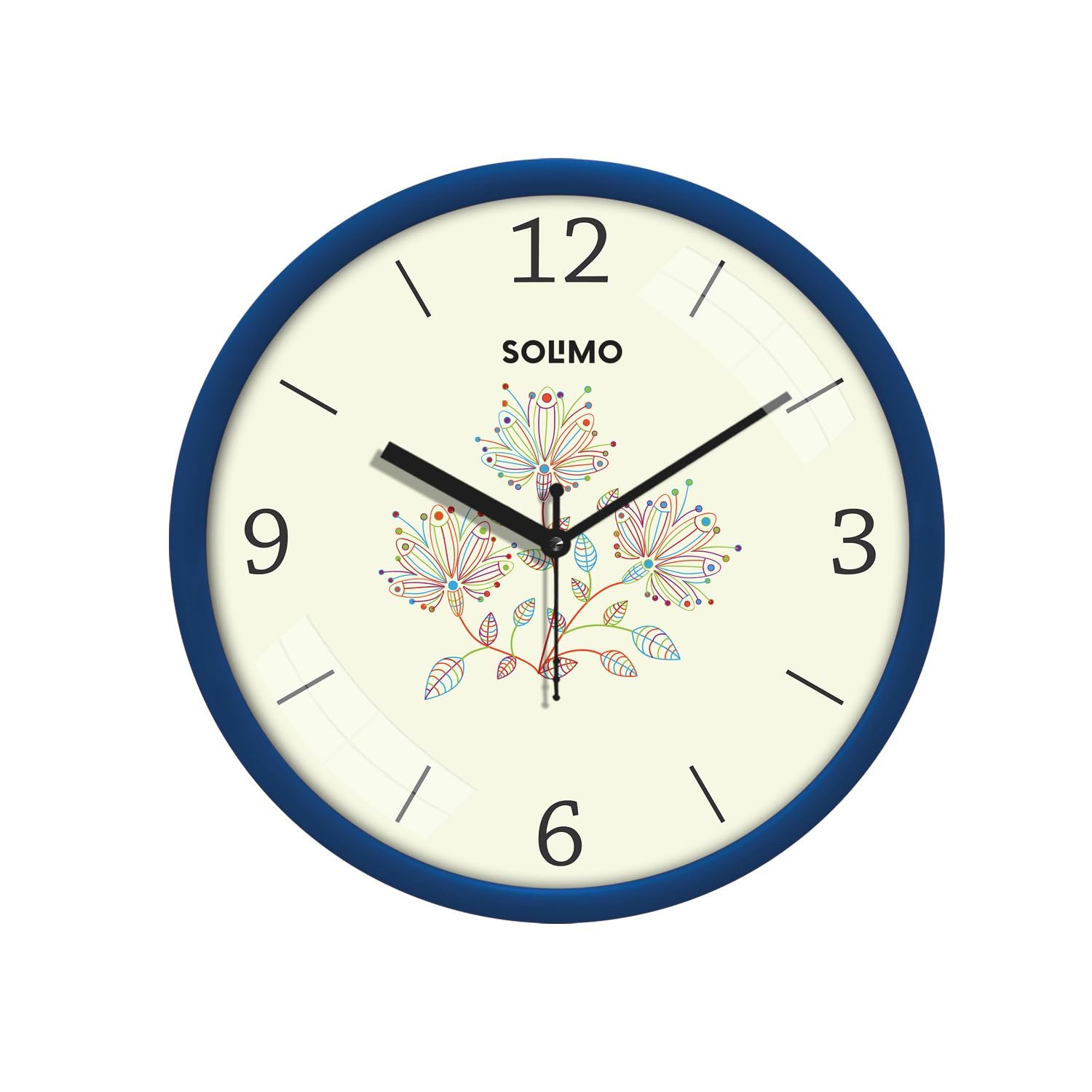 Amazon Brand - Solimo Plastic 11-Inch Classic & Modern and Stylish Flower Print Silent Movement Analog Wall Clock - White (SC-2165)