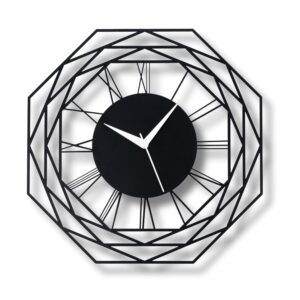 Reyox Material Metal Wall Clock Big Size Wall Clock Modern Clocks for Living Room Stylish Wall Clocks for Home Antique Big Size Modern Wall Watch for Home Decor-Black(40 cm) DA-82