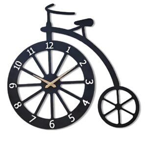 Auromin Wall Watch for Living Room Stylish Modern Bicycle Shape Metal Wall Clock with Silent Quartz Movement, Decorative wall Watch for Office Room, Big Size for Home, Hall & Bedroom Décor
