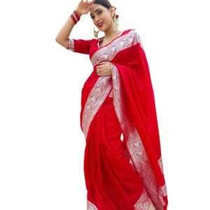 Banarasi Soft Silk Saree with Traditional Weaving | Elegant Festive & Wedding Saree with Matching Blouse Piece (5.5m Saree + 0.8m Blouse)