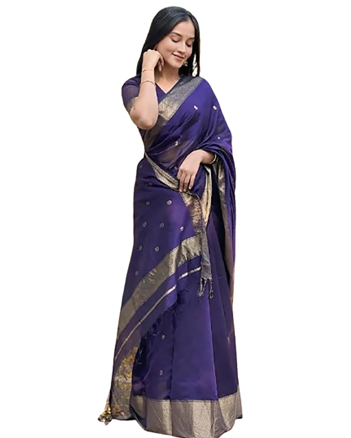 Anjaneya Sarees Woven Cotton Silk Designer Kanjivaram Saree With Blouse