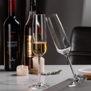 Crystal Wine Glass Set of 2 | Elegant Carving Design for Champagne, Scotch, Cocktail, Red & White Wine | Perfect for Home, Bars and Restaurants - 220 Ml