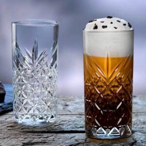 Premium Juice and Water Glasses Set of 6 Transparent, 300ml, Drinking Water Glasses Stylish and Crystal Square Highball Glasses for Water, Juice and Cocktails