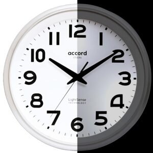 LightSense Auto Night Illumination Wall Clock | 12-inch | Battery Operated, Silent Sweep Movement | Modern Design (Silver)