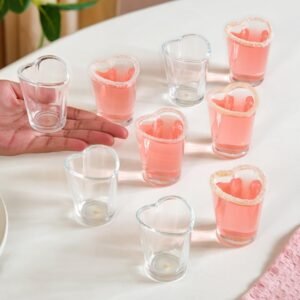 Nestasia Shot Glasses Set of 9 Heart-Shaped | Premium Lead-Free, Chip-Resistant Glassware for Vodka, Tequila, and Special Occasions (50ml)