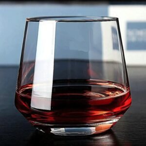 Italian Premium 370ML Aqua Crystal Clear Whiskey Glasses Set of 6 | Sturdy Scotch - Wine Glasses | Imported Tumbler for Whisky, Bourbon, Juice, Cocktail (Transparent_370ml)