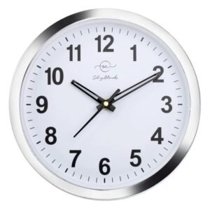 Sehaz Artworks Wall Clock for Hall | Clock for Home | Silver - 20x20 CM