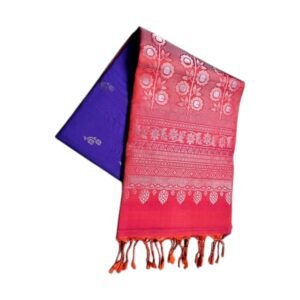 Handloom Kanchipuram Soft Silk Saree | Elegant Handloom Sari | Vibrant Traditional Colour Combination | Luxurious Pure Silk Fabric (Purple & orange)