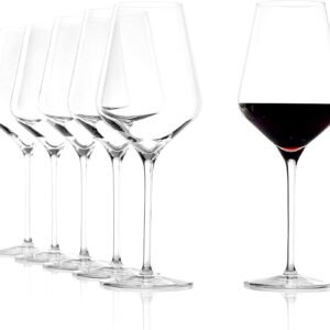 Crystal Glasses,Champagne Red Wine Glass, 360 ml, Laser Cut Thin Rim, Long Stem, Perfect for Red or White, Ultra-Thin Light Weight for Wine Tasting, Perfect Glass Gifts, Set of 6,Clear