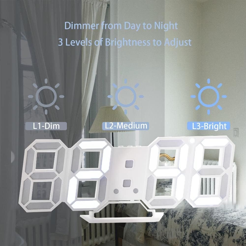 K.B.SALES 3D LED Wall Clock, Modern Decorative Clock with LED Lighting, Unique 3D Design for Home and Office