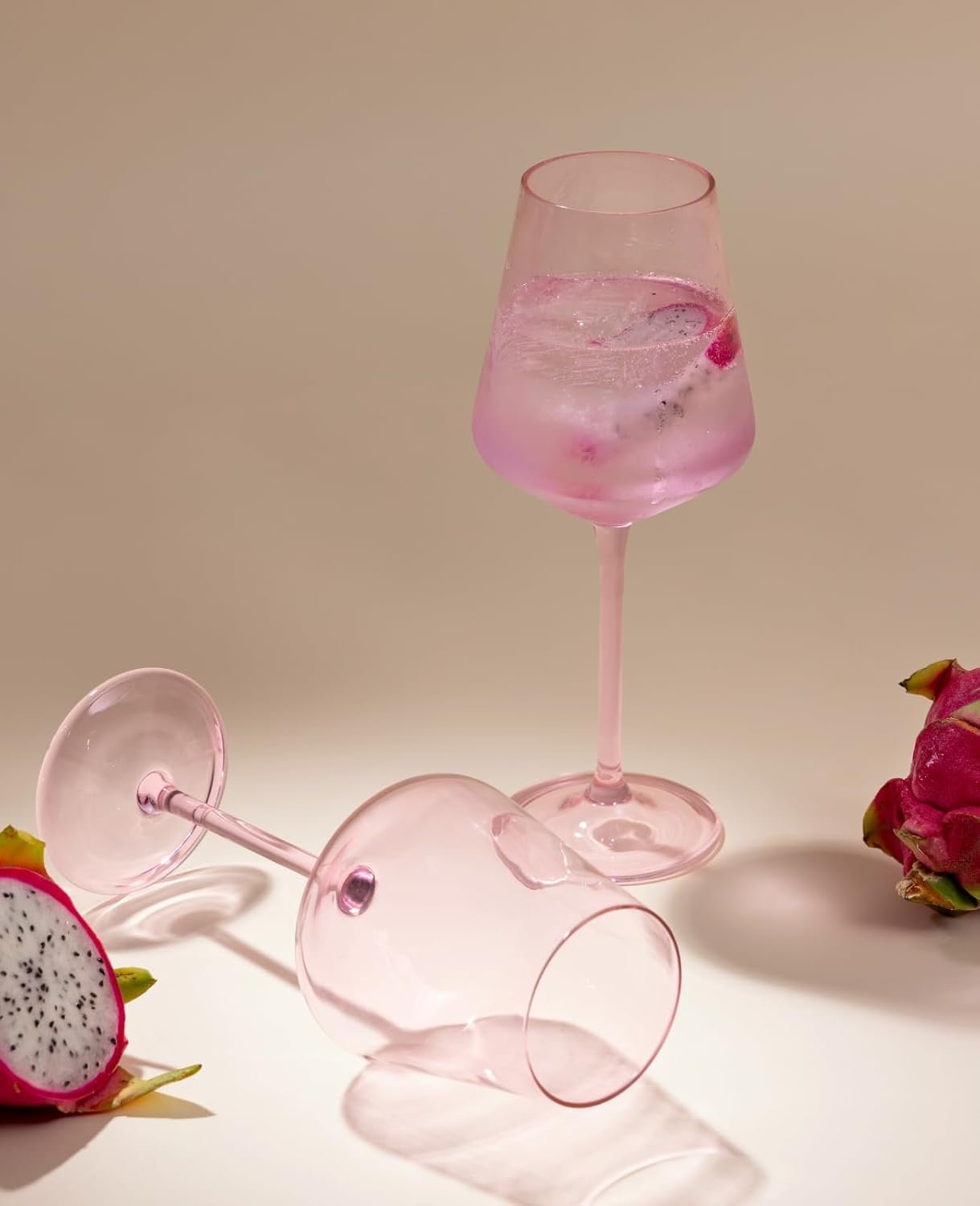 Rose Wine Glass Set of 2 – Elegant Borosilicate Glasses for Red & White Wine, Long Stem Crystal Glassware, 625g, 9.5 Inch Tall