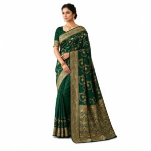 Women's Banarasi Silk Blend Saree with Rich Woven Zari Design | Traditional Ethnic Saree for Wedding, Party, Festival & Puja | Elegant Designer Saree for Women
