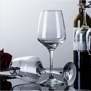 Crystal Wine Glasses Set of 2, 360 ML | Red & White Wine Glasses | Laser-Cut Thin Rim | Long Stem