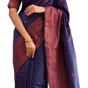 Yashika Women's Banarasi Kanjivaram Cotton Silk Jaquard Saree Printed Saree With Unstitched Blouse Material - Suitable For All Indian Occasions and Festivals
