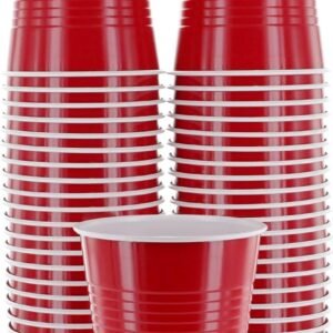 Party Beverage Glasses | Beer Pong Glass/Drinking Glasses for Christmas Diwali New Year Wedding Halloween and Bachelor Party Supplies (Red, Pack of 10)
