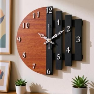 Unique Craft 3D Wooden Wall Clock Antique Design for Living Room, Bedroom Wall, Home and Office - Black - MD_UNQ-039