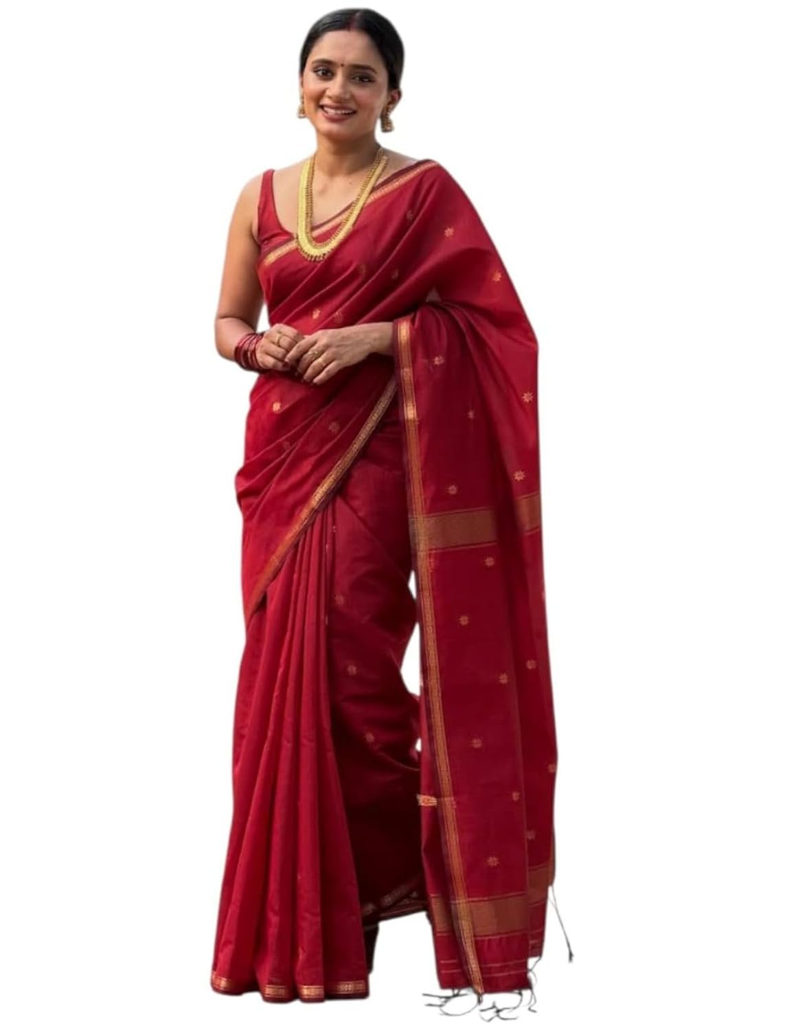 Women's Banarasi Style Cotton Silk Saree with Rich Zari Border and Matching Unstitched Blouse Piece | Women's Banarasi Style Cotton Saree for Women
