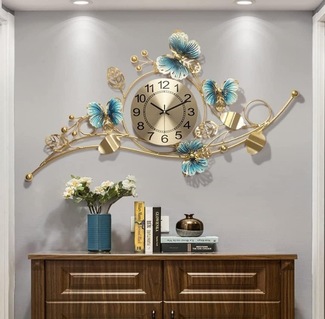 Home Analog Wall Clock Peacock Vintage Vintage Design Metal Frame Antique Pendulum Unique Bedroom/Dining/Office/Farm/Cafes 23 x 5.3 Centimeters