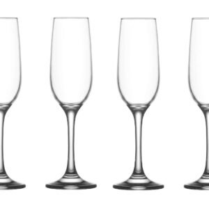 200 ml Red Wine Flute Glass, Non Lead Classic Viola Champagne Flute Glass, Transparent, Set of 4 Pcs.