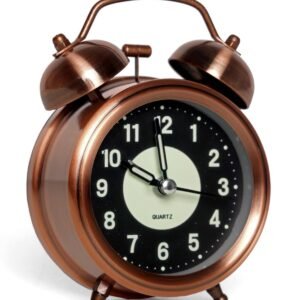 KBR® Super Loud Alarm Clock for Heavy Sleepers Adults,Twin Bell Retro 4 Inch Silent Non-Ticking Quartz with Backlight, Luminous dial, Alarm Clocks for Bedroom/Office Bedside (Copper)