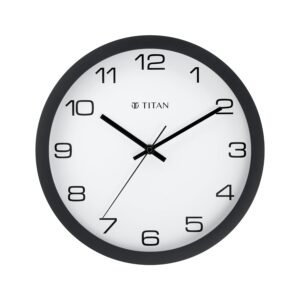 Titan Contemporary Wall Clock with Black Case & White Dial, Silent Sweep, Model W0020PA01 | 30 cm x 30 cm x 4.5 cm