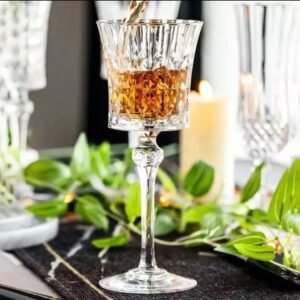 HUNGYAN Crystal Wine Glasses, Crystal Carving Wine Glass,Elegant Carving Design and Luxury Wine Glasses Unique Red Wine Glass Gift for Women or Men - 2 pc (Clear)