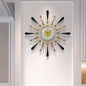 Wall Clock For Home Stylish 20 Inch Dial 8 Inch Color Black Beautiful Flower Design Office Decor Iron Metal Analog Glass Antique Style Art Unique (Style 7)