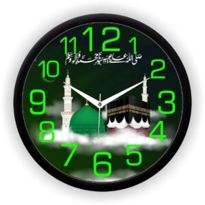 Allah azan Design Wall Clock for Home Bedroom Office Living Room Watch Antique Stylish Clocks Home Decor 10 x 10 Green