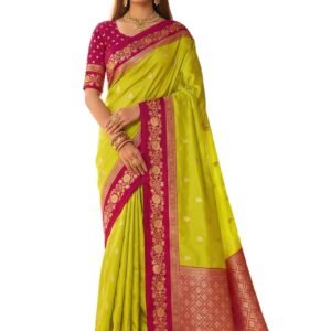 Women's Banarasi Silk Saree with Unstitched Blouse Piece