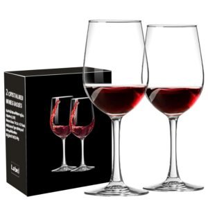 Wine Glasses Set of 2, Hand-Blown Long Stem, Clear, 10 fl oz