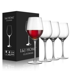 Red Wine Glasses - Crystal Bordeaux Wine Glasses, Hand Blown, Lead-free, Premium Crystal Clear Crystal Wine Glasses - Set of 4 -15 Ounce