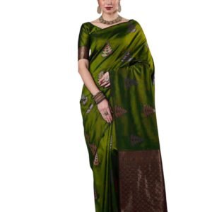 women's saree Banarasi Soft Silk Saree for Women with Elegant CopperSilver Zari Weaving 5.5 Meter Saree with 0.8 Meter Blouse Piece