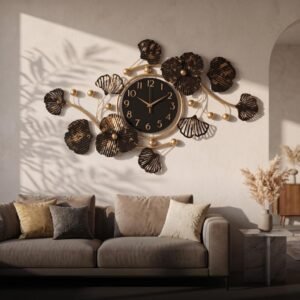 Wall Clock for Hall 30 Inch | Vintage Antique Metal Wall Decor Clocks for Living Room | Decorative Gold Black Wall Watch for Bedroom | Stylish Home Decoration Items for Wall