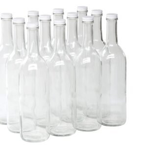 North Mountain Supply Glass Bordeaux Wine Bottles, 750ml, 12 Case, Clear