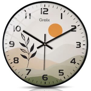 Clock for Living Room Stylish - Wall Watch for Home with Silent Sweep