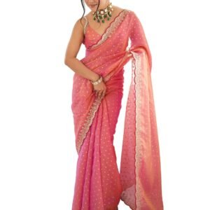 AKHILAM Women's Banarasi Silk Sequins Embroidere Work Saree With Unstitched Blouse Piece
