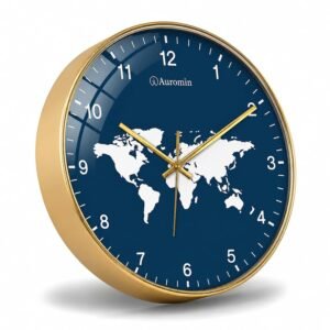 Wall Clock for Living Room Stylish - World Map Design Wall Clock for Office | Silent Non-Ticking | Modern Round Wall Watch for Hall & Bedroom | Premium Decorative Wall Watch
