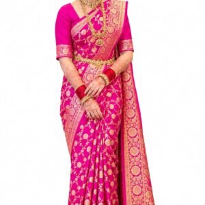 Womens Heavy Zari Banarasi Kanjivaram Saree with Unstitched Blouse Piece