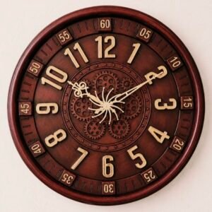 Designer Wall Clock 13.5 Inch for Living Room Stylish Latest Gear Design Seconds Needle | Unique Wall Watch for Bedroom, Office, Kitchen, Hall| No TIK-TIK Decorative Clock for Home Decor