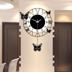 Stylish Metal Analog Wall Clock for Living Room, Bedroom, Office, Kitchen, Home and Hall | Antique Fancy Big Size Modern Wall Watch for Home Decor (Style-25, 40CM)