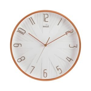 Sonam Quartz Round Wall Clock | Classy Copper Finish Frame & 3D Design | Silent Movement | Rose Gold Hands | Decorative Wall Clock for Living Room & Office | Premium Durable Build