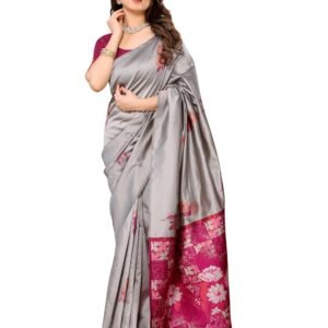 Sidhidata Women's Kanjivaram Banarasi Soft Silk Saree With Unstitched Blouse Piece (Silk Box Flower)