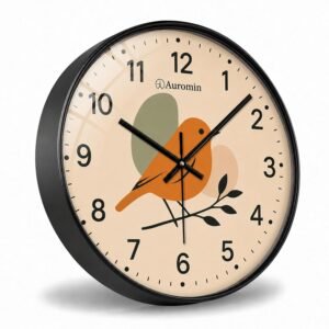 Auromin Wall Clock for Hall & Living Room Stylish | Designer Modern Beige Bird Wall Clock for Home | Silent Non-Ticking Analog Wall Watch for Bedroom, Office & Kitchen Décor | Elegant Decorative Clock