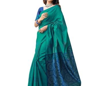 SAMAH Women's Banarasi Silk Saree with Unstitched Blouse Piece