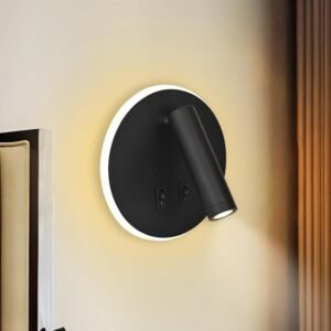 Smartway Dexter Black 12W Rotatable LED Bedside Wall Lamp with 3 Color Modes | Adjustable Reading Light for Bedroom, Living Room & Study | Modern Decorative Wall Light, Premium Build (Rotatable Black)