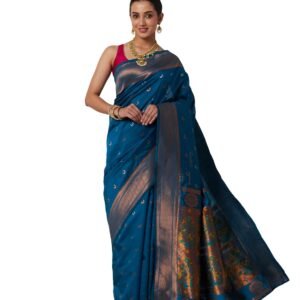 Garden Vareli Women's Silk Blend Woven Design Banarasi Saree with Unstitched Blouse Piece