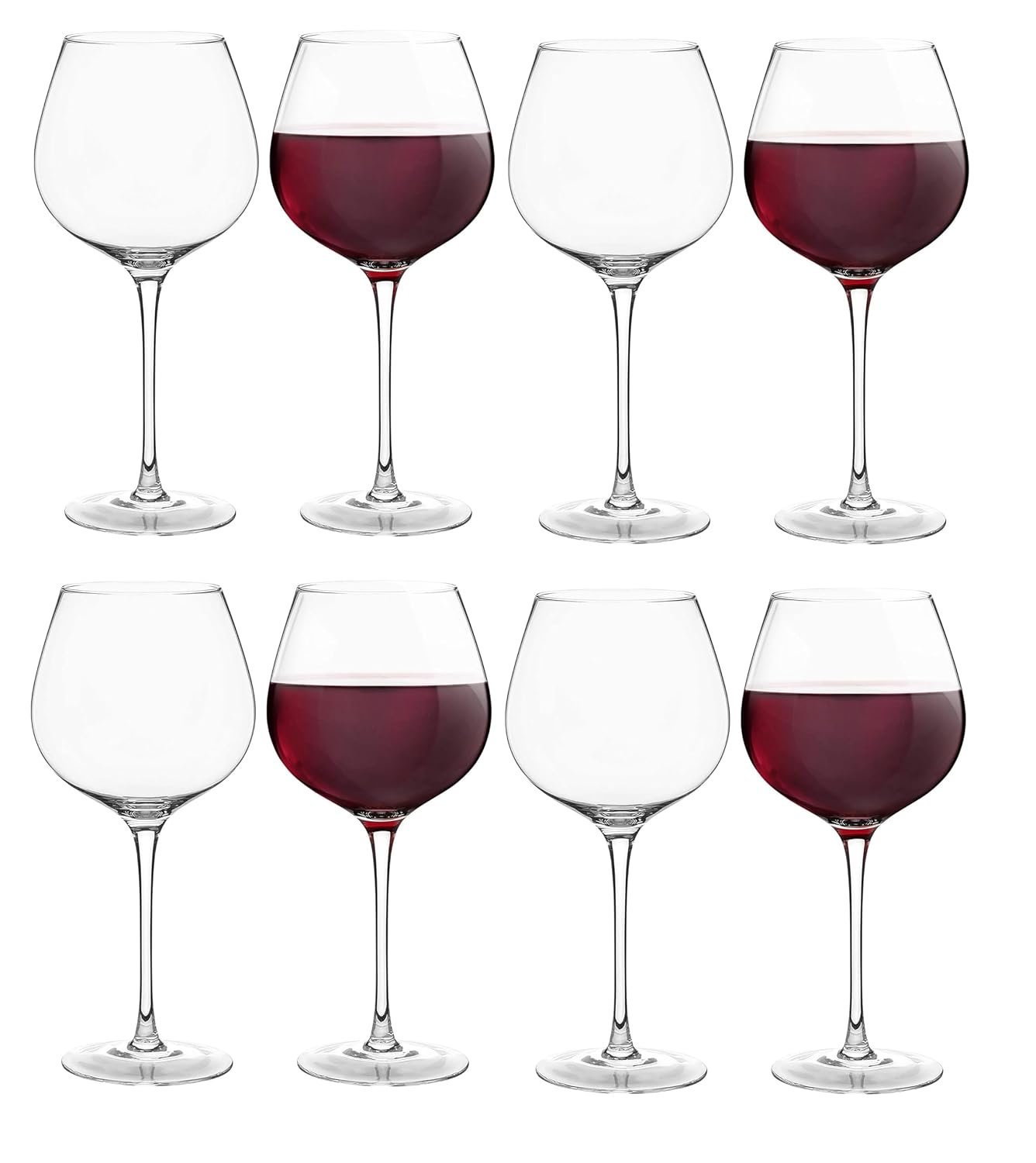 VILON Italian Premium Balloon Red White Or Brandy Premium Crytal Clear Wine Glasses | 650 ML Ideal for Champagne, Cocktail Party Whisky Glass | Transparent | Set of 8