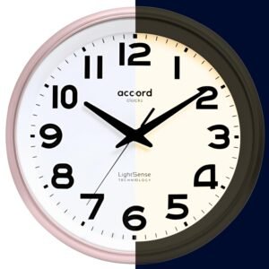 LightSense Auto Night Illumination Wall Clock | 12-inch | Battery Operated, Silent Sweep Movement | Modern Design (Rose Gold)