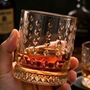 Nestasia Set of 6 Diamond Texture Whiskey Glasses (220ml Each) | Thick-Walled & Durable, Lead-Free, Dishwasher Safe Bar Glasses - Perfect for Whiskey, Bourbon, Scotch, Cocktails & Gifting
