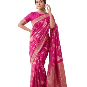 Women's Banarasi Silk Saree with Unstitched Blouse Piece